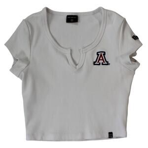 Hype and Vice Arizona Wildcats Embroidered Crop Top White Ribbed Tee Size Small
